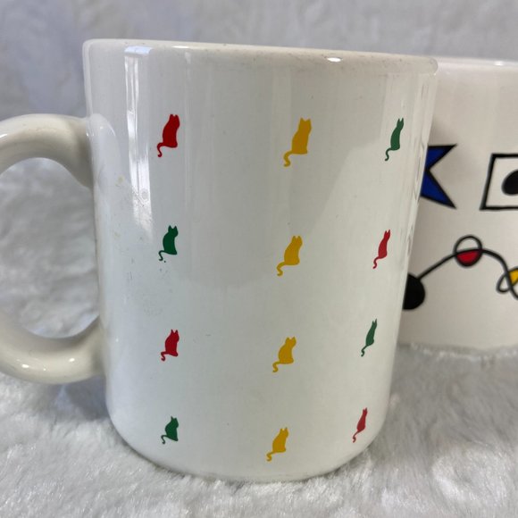 Set of 4 Geometric shape all over print mugs Brazil Star Moon Cats Geo Shapes - Picture 10 of 15